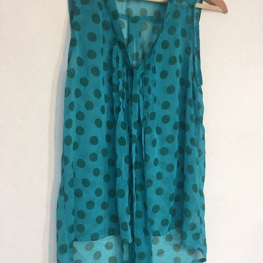 Xhilaration Sheer Teal Blouse - Picture 8 of 11